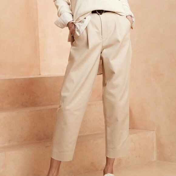 Banana Republic High Rise Pleated Crop Balloon Leg Chino Pants Size 0 RT$100 NWT - Picture 2 of 8
